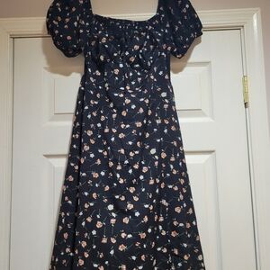 Floral Women's Dress - Black with Orange Flowers